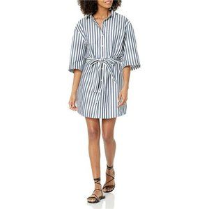 The Drop Women's Dakota Belted Mini Shirt Dress Striped